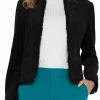 COLLARLESS JACKET WITH FRAYED EDGES