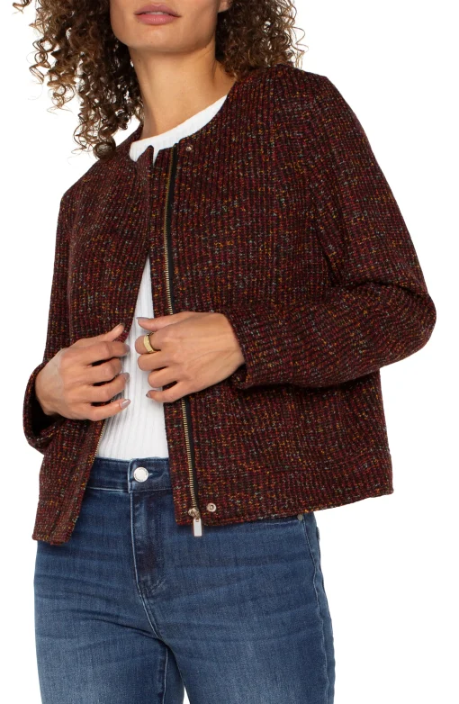 COLLARLESS ZIP UP JACKET