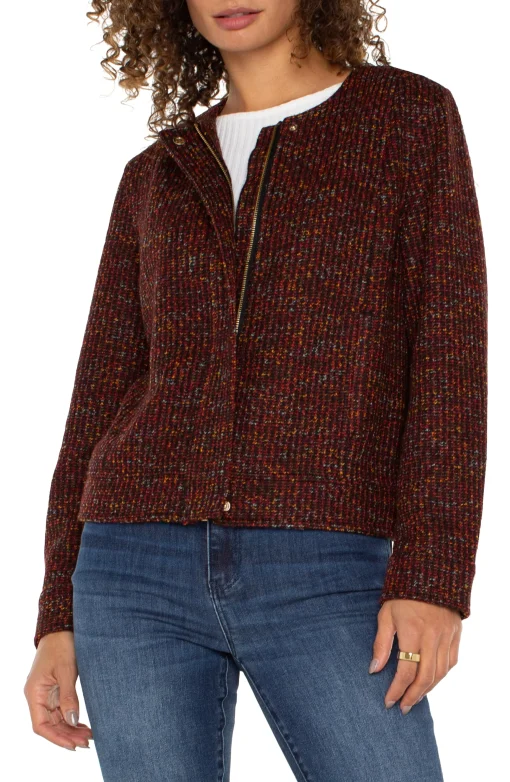COLLARLESS ZIP UP JACKET