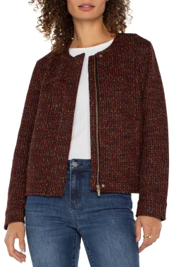 COLLARLESS ZIP UP JACKET