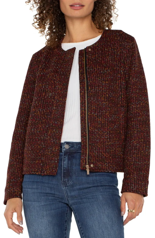 COLLARLESS ZIP UP JACKET