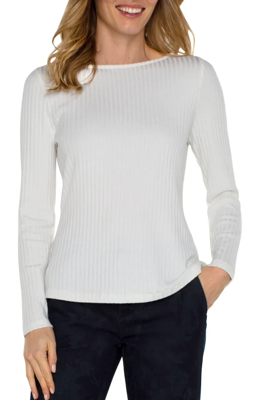 LONG SLEEVE BOAT NECK KNIT TOP