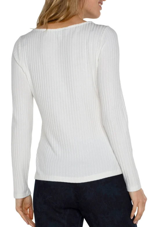 LONG SLEEVE BOAT NECK KNIT TOP