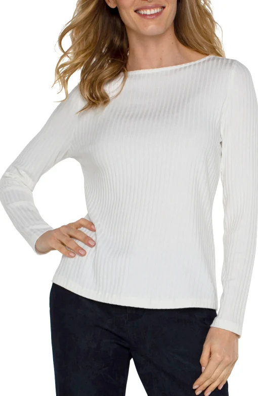 LONG SLEEVE BOAT NECK KNIT TOP