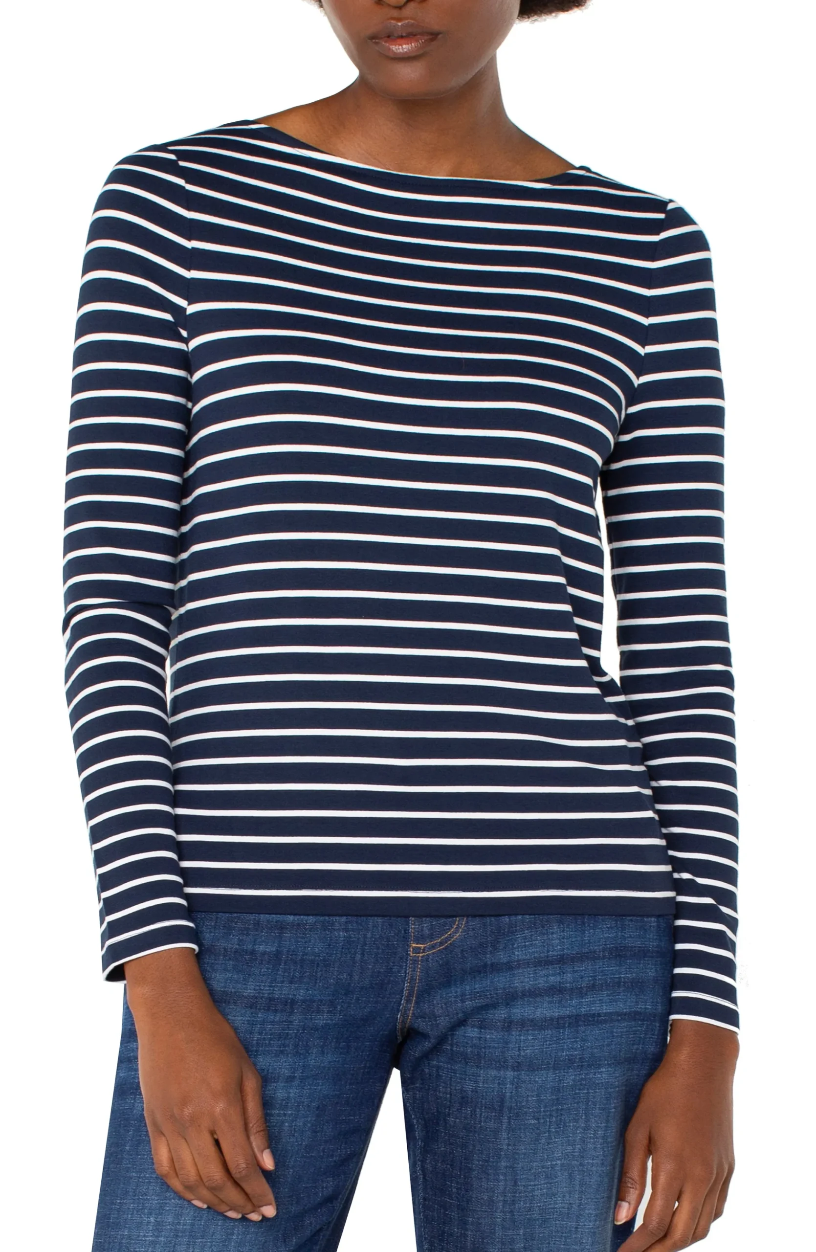 LONG SLEEVE BOATNECK KNIT TOP