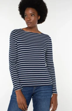 LONG SLEEVE BOATNECK KNIT TOP