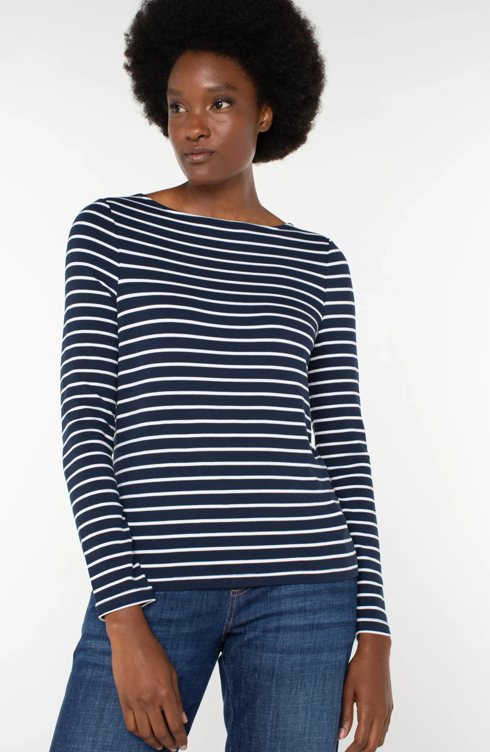 LONG SLEEVE BOATNECK KNIT TOP