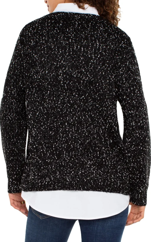 LONG SLEEVE TWOFER COLLARED SWEATER