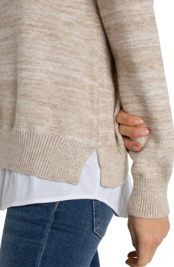 LONG SLEEVE TWOFER COLLARED SWEATER