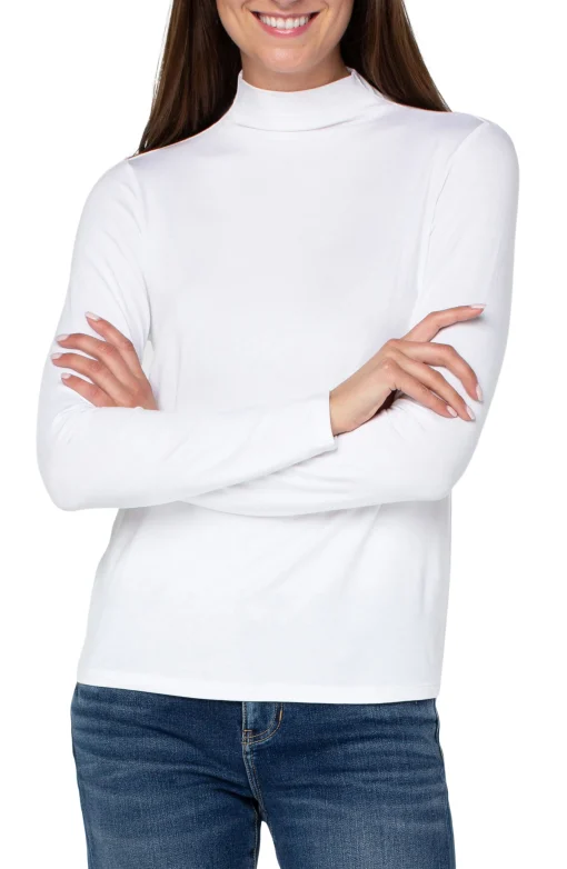 MOCK NECK LONG SLEEVE KNIT TOP