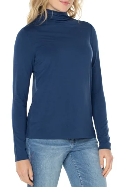 MOCK NECK LONG SLEEVE KNIT TOP