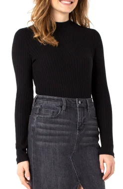 MOCK NECK LONG SLEEVE KNIT TOP