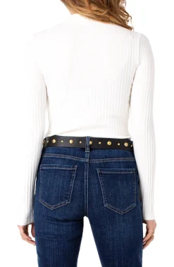 MOCK NECK LONG SLEEVE KNIT TOP