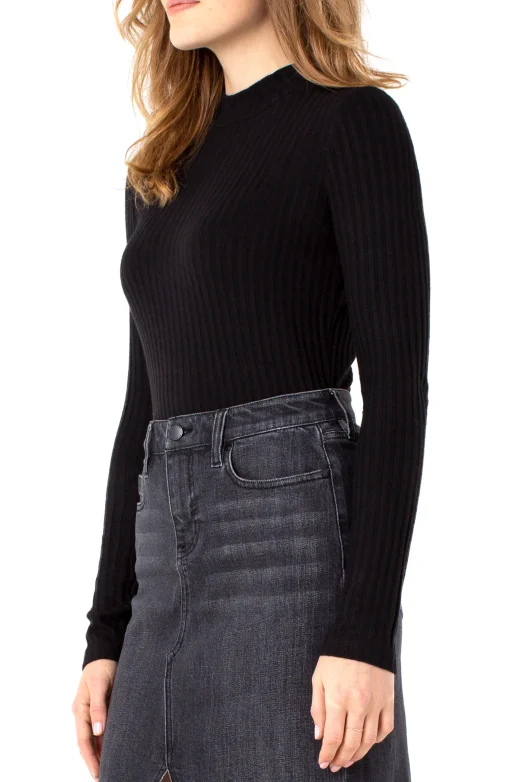 MOCK NECK LONG SLEEVE KNIT TOP