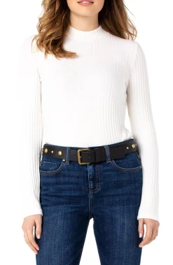 MOCK NECK LONG SLEEVE KNIT TOP