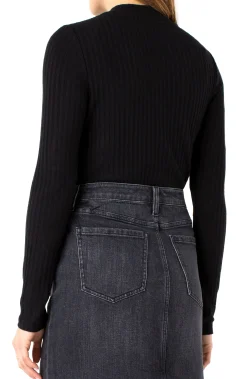 MOCK NECK LONG SLEEVE KNIT TOP