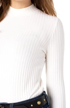 MOCK NECK LONG SLEEVE KNIT TOP
