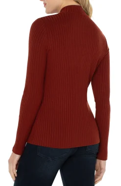 MOCK NECK LONG SLEEVE KNIT TOP