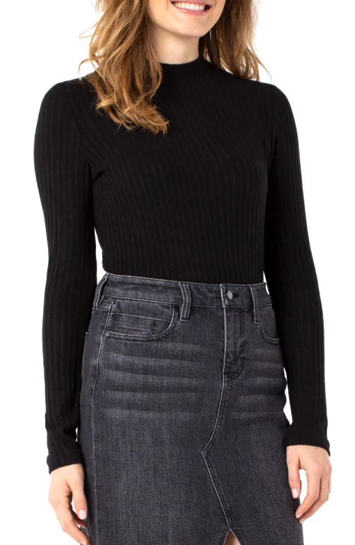 MOCK NECK LONG SLEEVE KNIT TOP