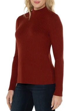 MOCK NECK LONG SLEEVE KNIT TOP