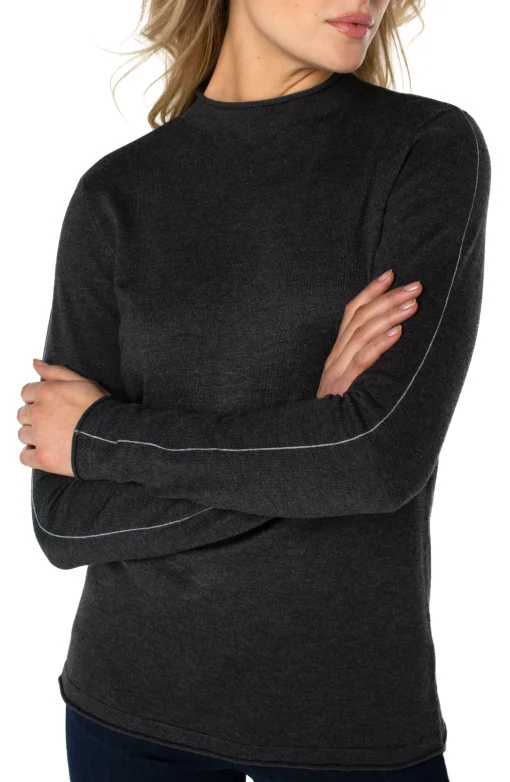 MOCK NECK ROLLED HEM LONG SLEEVE SWEATER