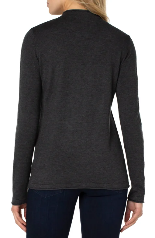 MOCK NECK ROLLED HEM LONG SLEEVE SWEATER