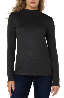 MOCK NECK ROLLED HEM LONG SLEEVE SWEATER