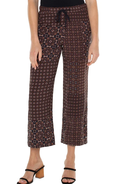 PULL ON WIDE LEG CROP TROUSER