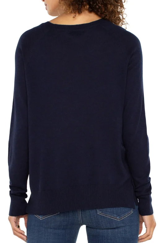 RAGLAN SWEATER WITH SIDE SLITS