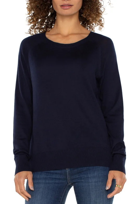 RAGLAN SWEATER WITH SIDE SLITS