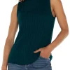 SLEEVELESS BOAT NECK RIB KNIT TOP