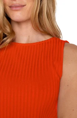 SLEEVELESS BOAT NECK RIB KNIT TOP