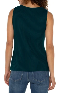 SLEEVELESS BOAT NECK RIB KNIT TOP