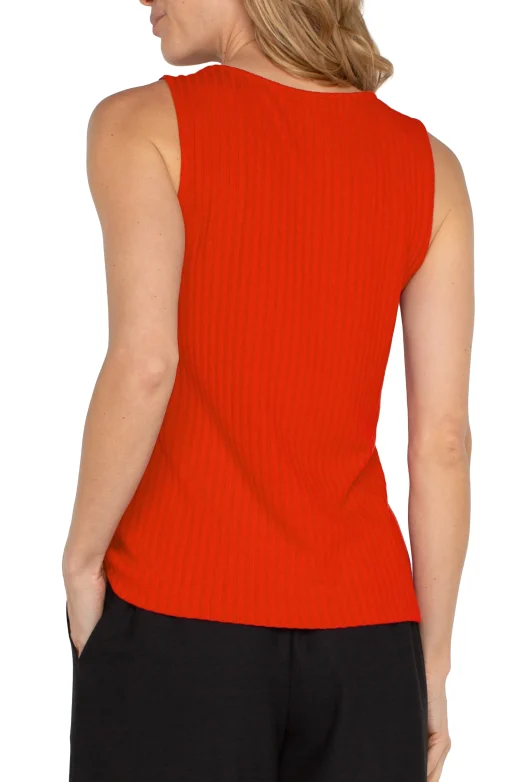 SLEEVELESS BOAT NECK RIB KNIT TOP